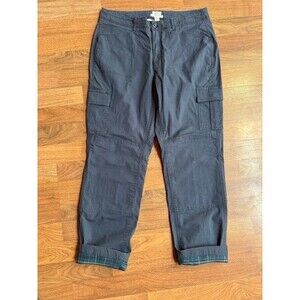 L.L. Bean Women's Stretch Canvas Cargo Pants Favorite Fit Lined Plaid Blue 12